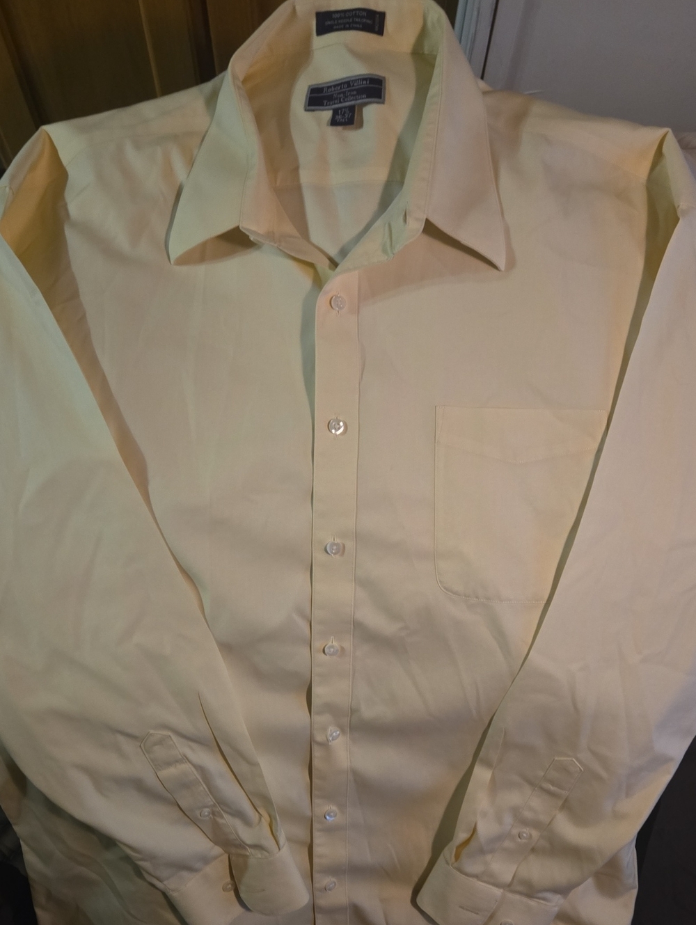 Roberto Villini Pale Yellow Dress Shirt with Chest Pocket